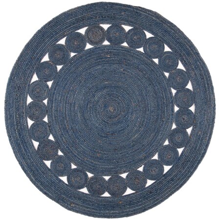 Safavieh 4 x 4 ft. Natural Fiber Round Rustic Rug - Navy NF364N-4R